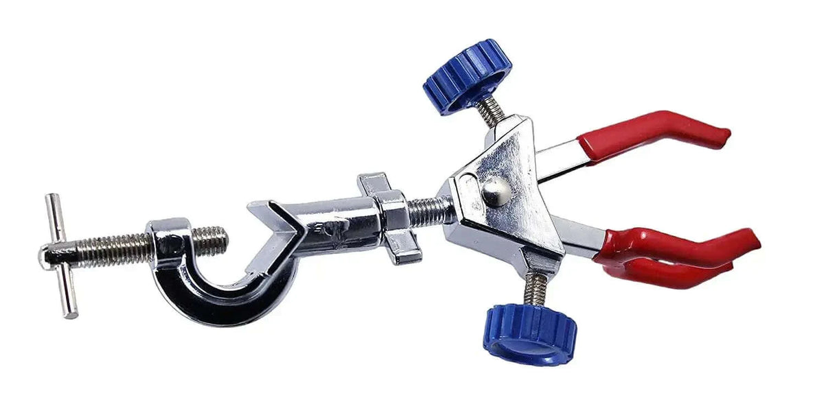 Three-finger screw lab clamp for laboratory apparatus