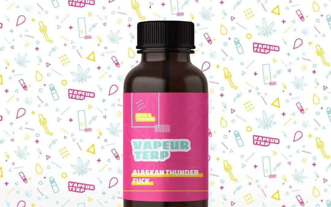 Alaskan Thunder Fuck Delta 9 brand 4ml Premium Extract bottle with cannabis terpene focus.