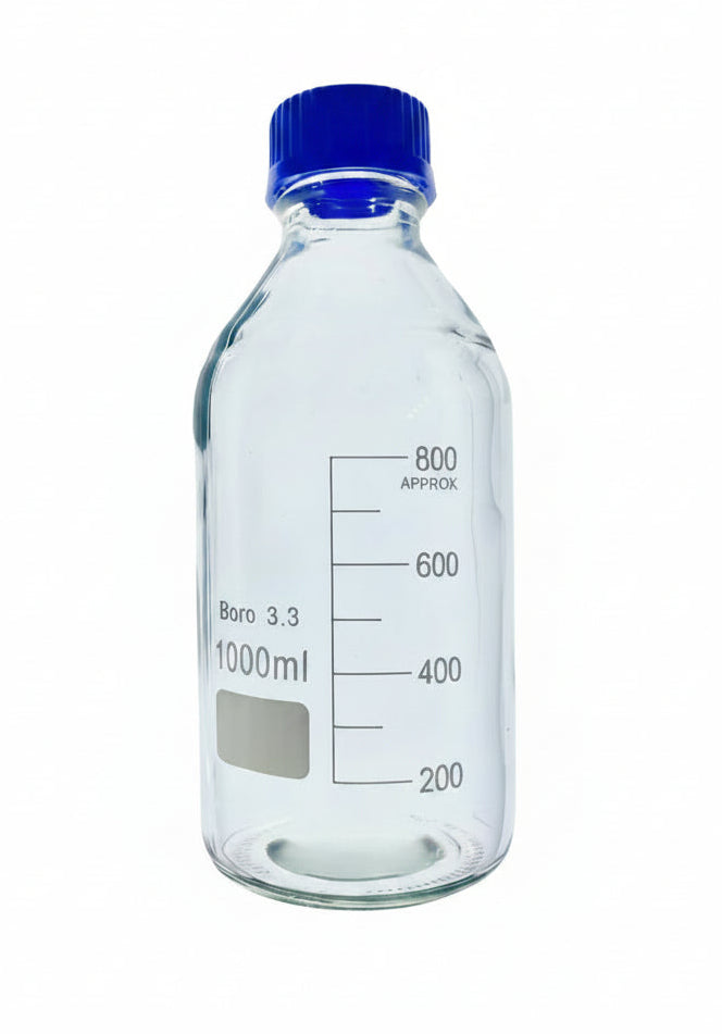 Case of 24 x 1L Borosilicate 3.3 Media Bottles – Laboratory-Grade glass bottle with blue cap