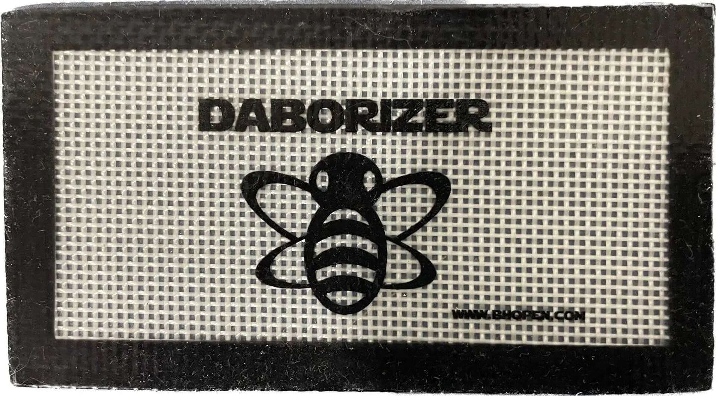 Daborizer Bee Wax Mat, silicone non stick, 5x3 inches, ideal for wax handling, featuring a bee design and Daborizer logo