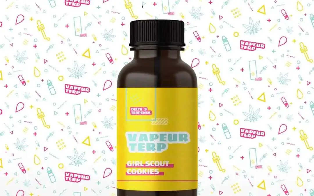 Delta Brand Premium Terpenes bottle featuring Girl Scout Cookies, showcasing premium terpene extracts.