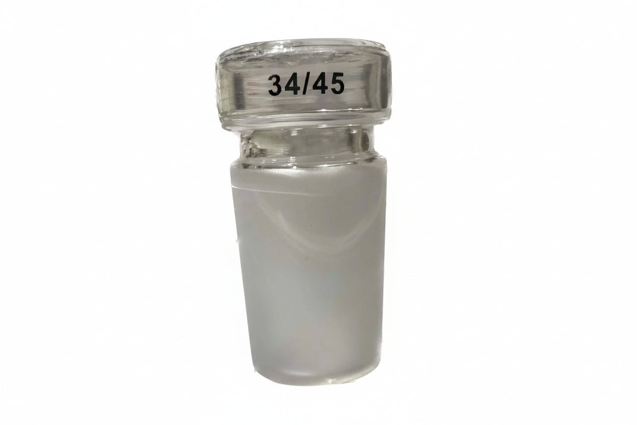 34/45 Borosilicate-Glass-Plug-Male-Stopper for laboratory glassware, providing secure and airtight seal with chemical resistance.