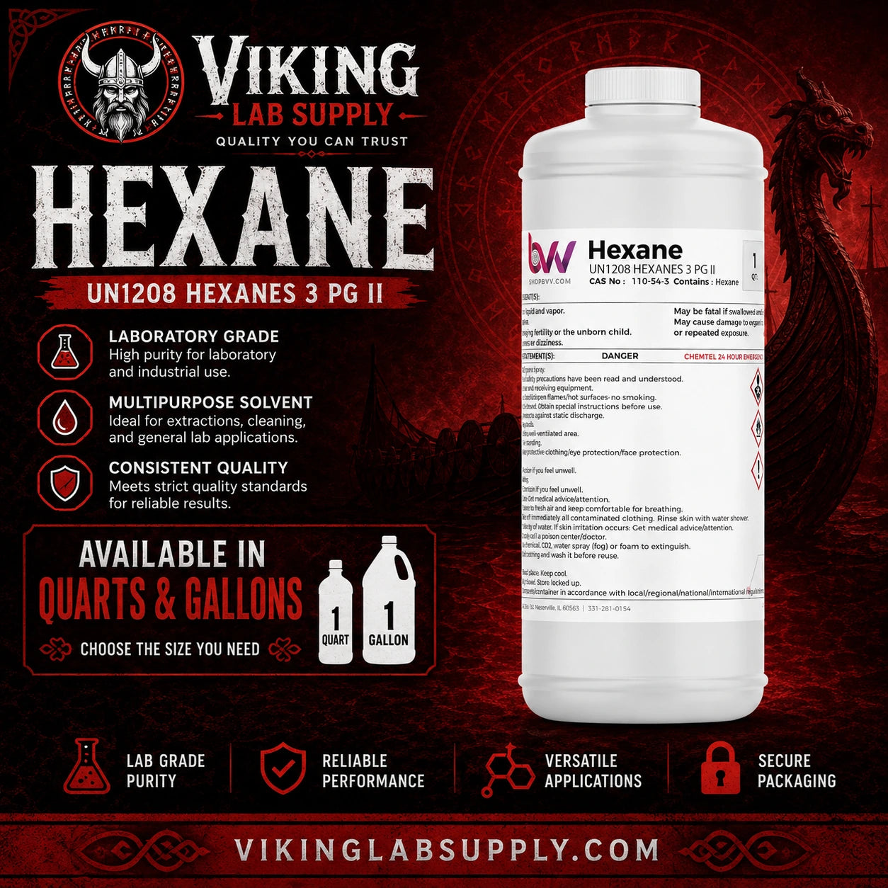 Laboratory Grade Hexane available in quarts and gallons, ideal for chromatography with 99% purity. Hexane Laboratory Grade solvent.