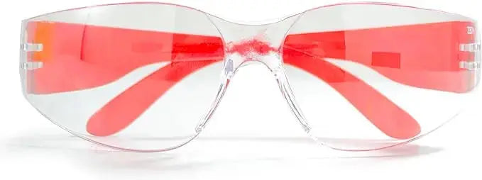 JORESTECH Eyewear Protective Safety Glasses, Polycarbonate Impact Resistant Lens (Clear, Red) Viking Lab Supply