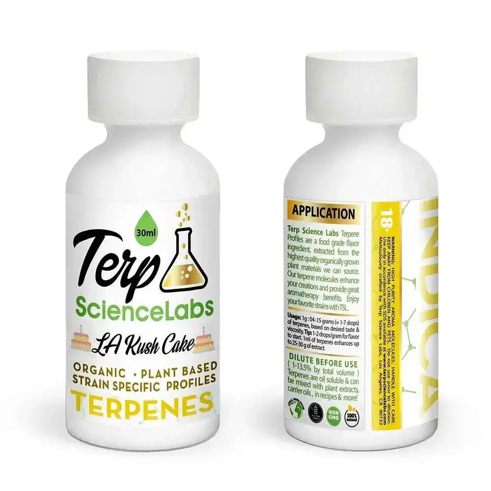 La Kush Cake terpenes by TS Labs 15ml bottle showcasing organic plant-based strain specific profiles.