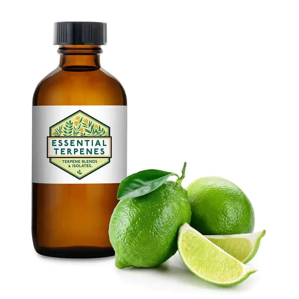 Lime Margarita MCT Blend - Taste Budds bottle with fresh limes, showcasing a THC and CBD-free tropical essence.