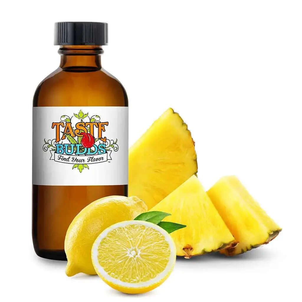 Pineapple Diesel terpenes MCT Blend bottle with pineapple and lemon slices, perfect for enhancing flavors.