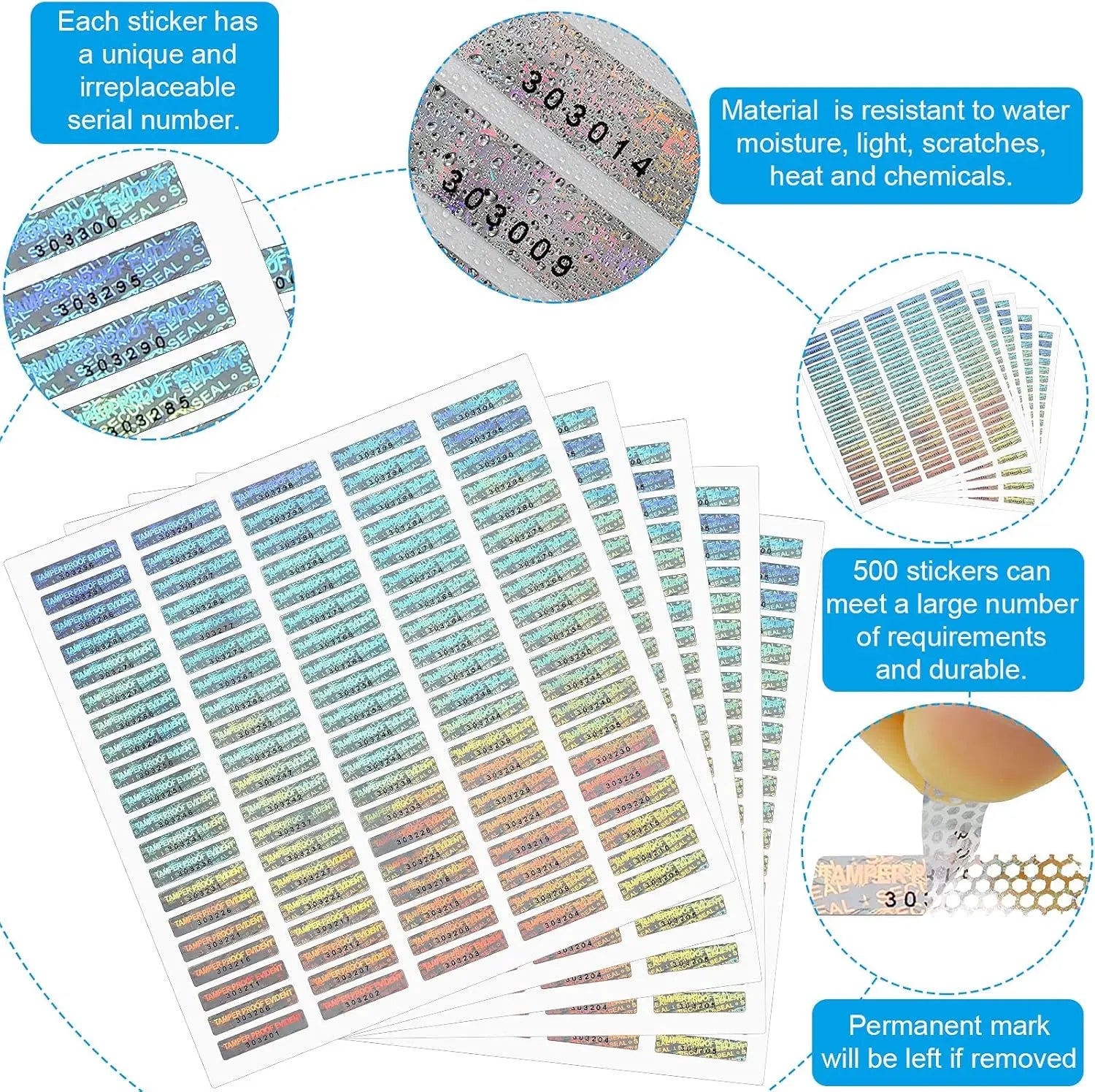 Silver Security Tamper Evident Seals Stickers Void Original Genuine Authentic Hologram Labels Viking Lab Supply