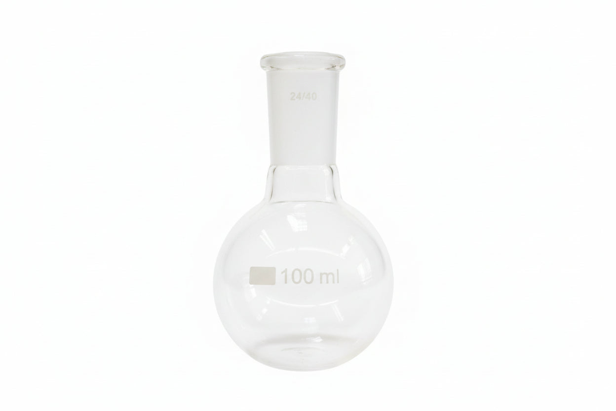 Single Neck Round Flasks by VIKING GLASSWORX™ made from High Grade Borosilicate 3.3, perfect for scientific use.