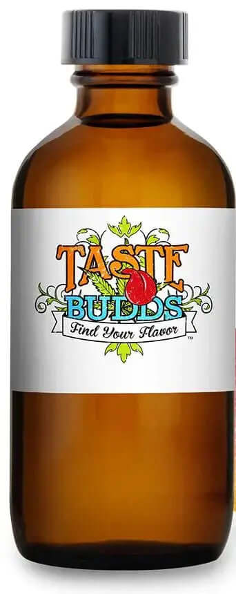 10ml bottle of Salted Caramel Terpenes by Taste Budds with logo