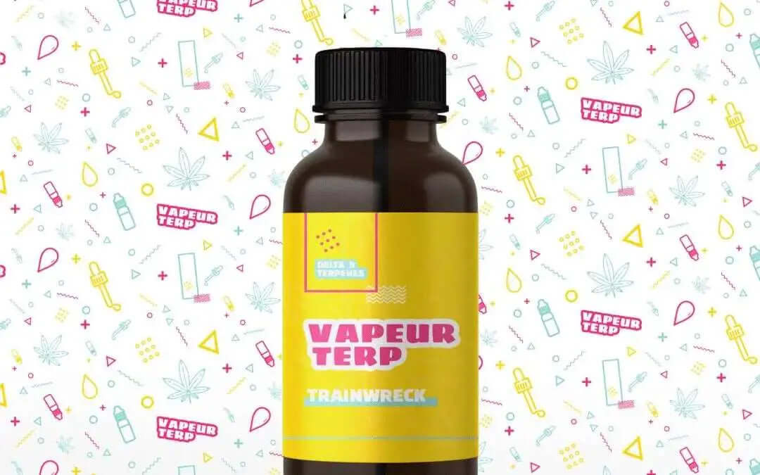 trainwreck-delta-9-brand-4ml Premium Terpenes bottle with vibrant label for flavor & aroma.