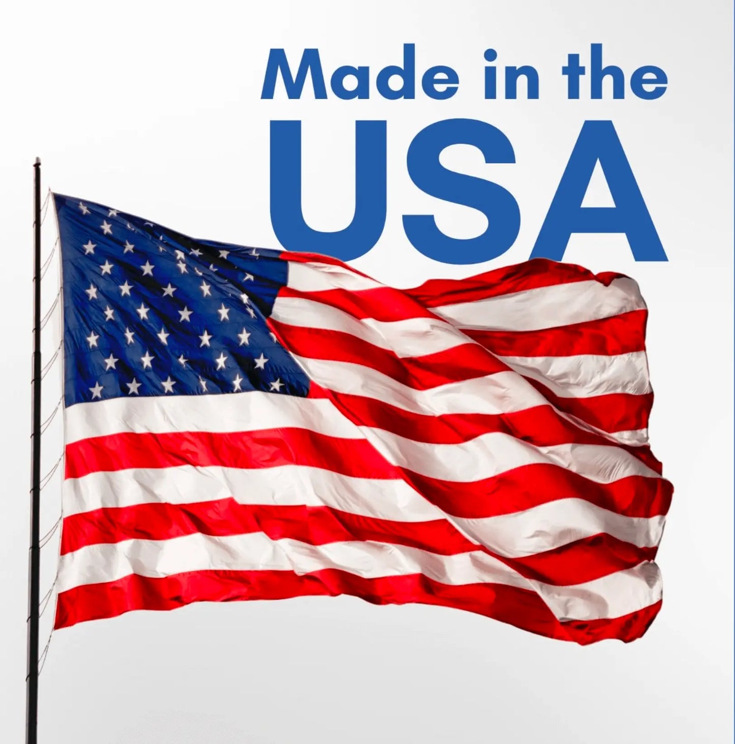 American flag with 'Made in the USA' text, promoting premium quality vegetable glycerin vg.