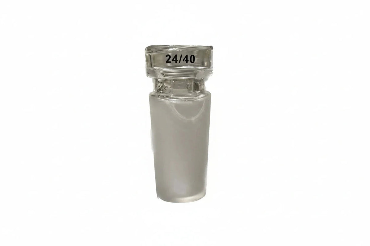 Borosilicate male glass stopper with a 24/40 joint