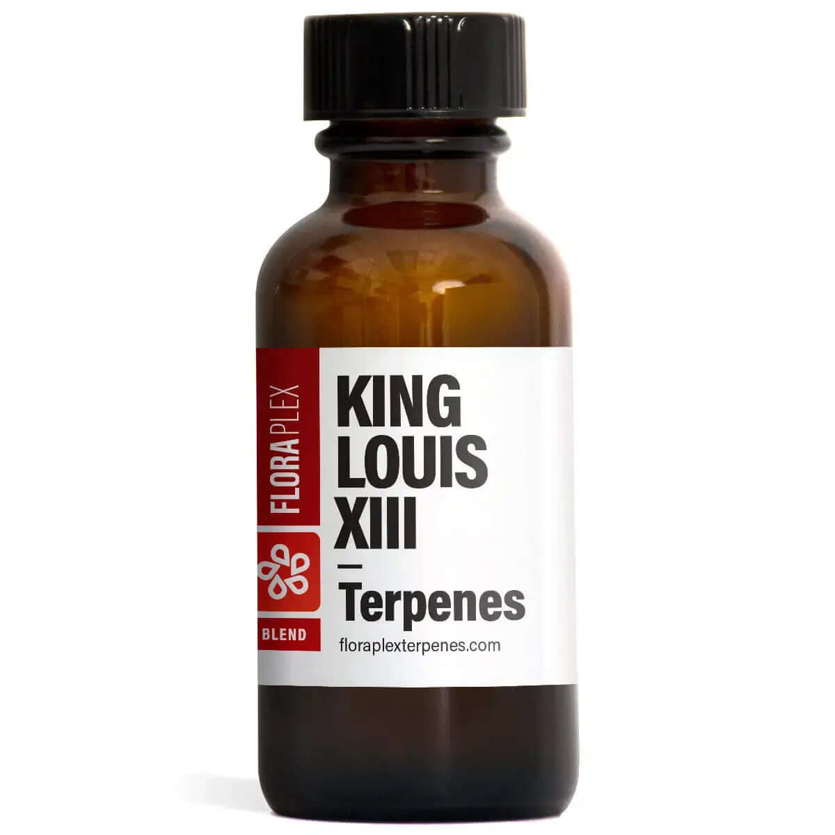 Floraplex Terpenes 15ml King Louis XIII terpene blend in amber glass bottle.