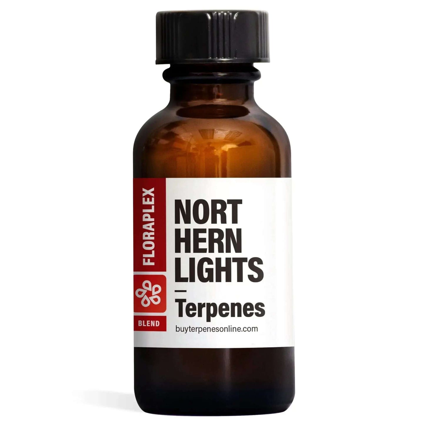 Floraplex Terpenes 15ml Northern Lights blend in a clear glass bottle with modern label design.