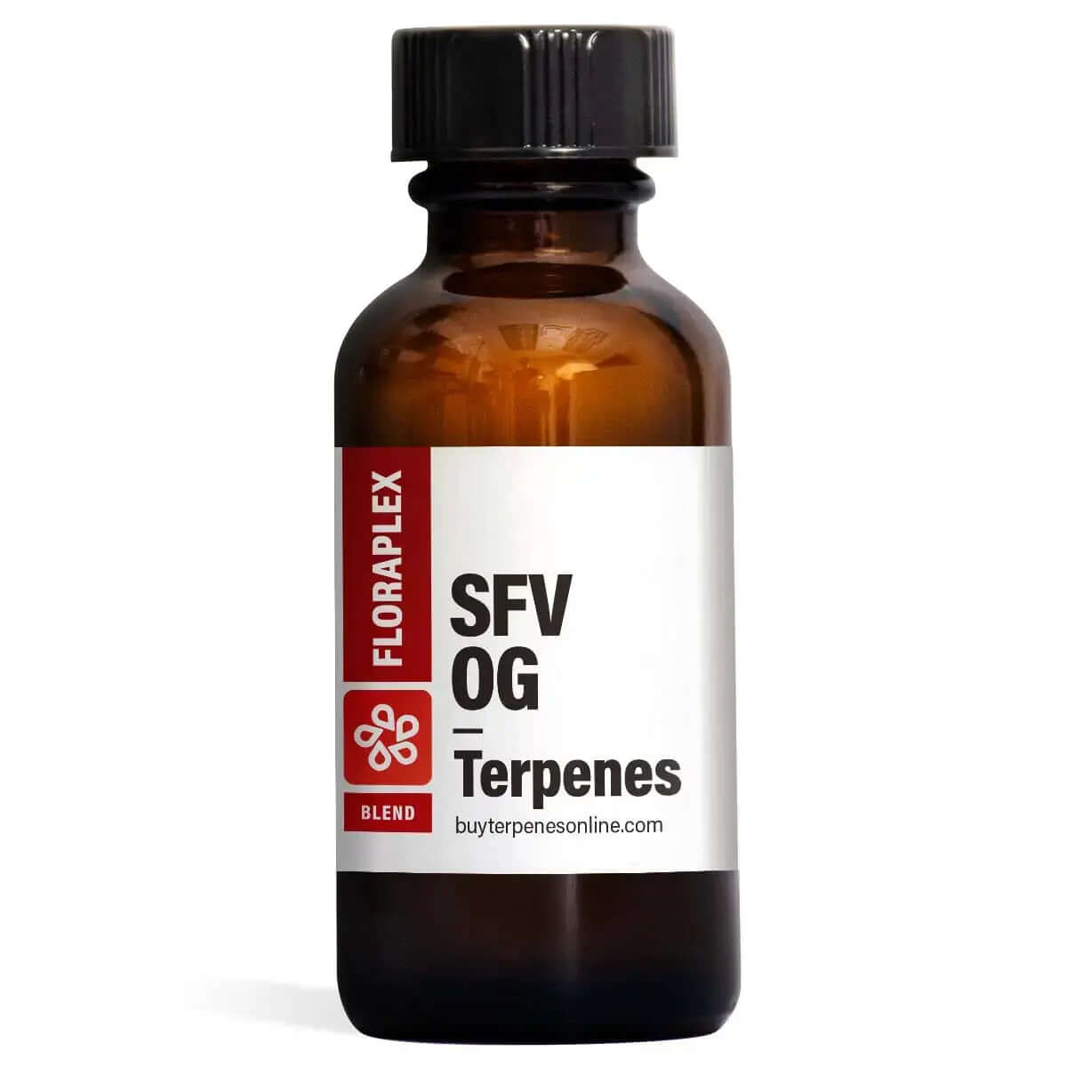 Floraplex - SFV OG - 15ml bottle featuring earthy, citrus, and pine terpene blend, mineral oil and vitamin E free.