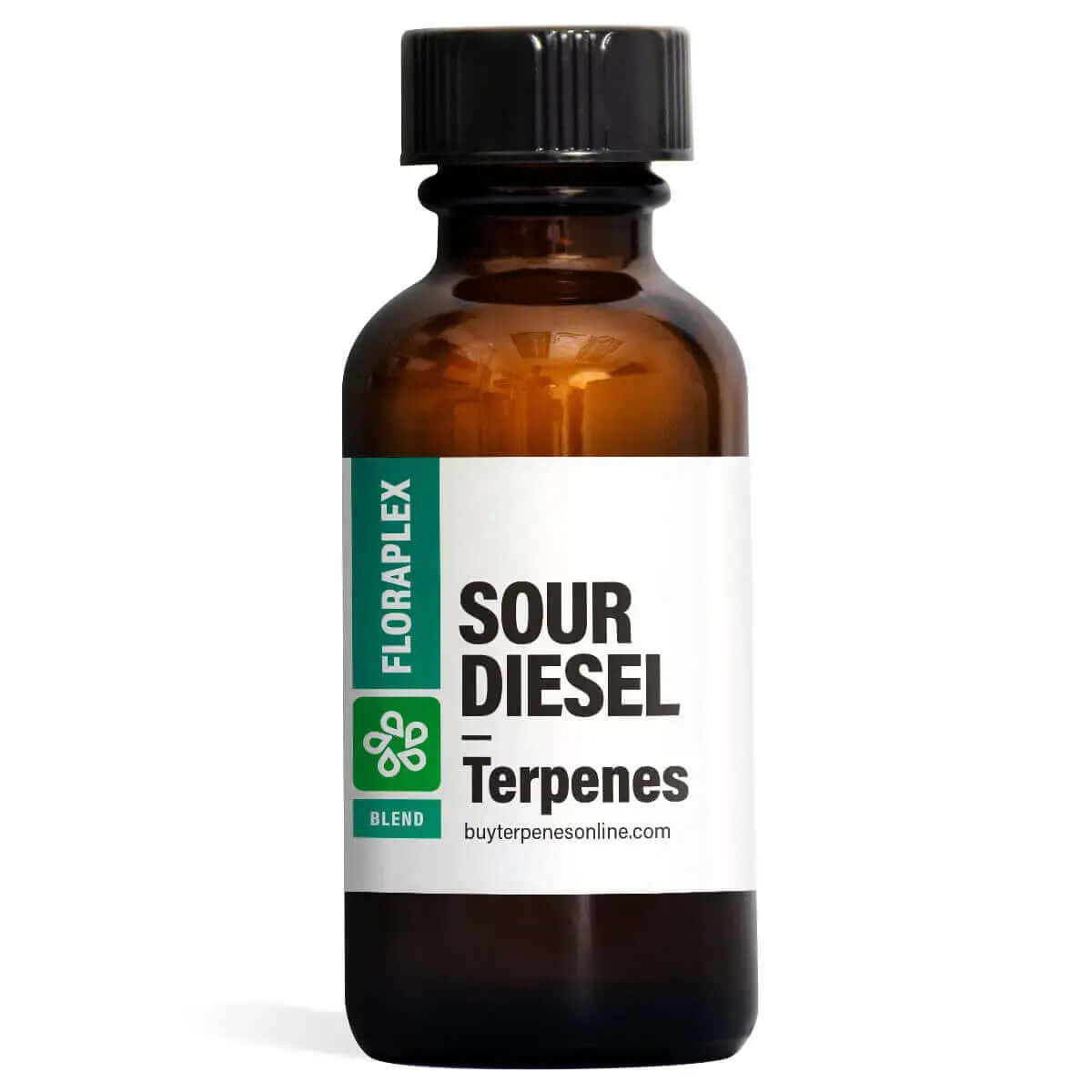 15ml bottle of Floraplex sour diesel Terpenes with pungent fuel profile, mineral oil-free, vitamin E-free.
