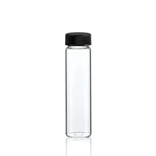 Glass Vial - 4 Dram 15 mL container with black screw top lid for liquids and terpenes.