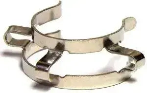 Keck Clip pack of 5 steel and plastic options for secure lab connections, showing a sturdy metal clip on a white background.