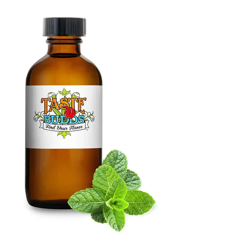 mentholated Terpenes in amber bottle with mint leaves by taste-budds for a refreshing, cooling effect