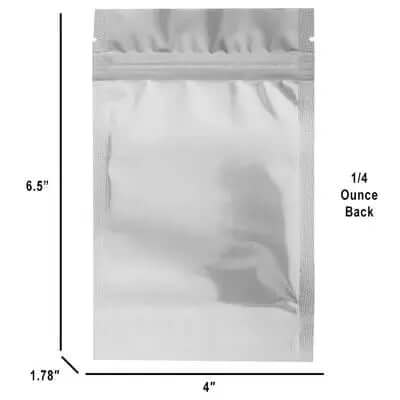 1/4 oz odor resistant mylar bags, heat sealable for superior storage protection, ideal for food and herbs preservation.