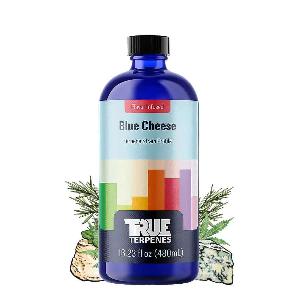True Terpenes - Blue Cheese - 1 oz bottle with cheese and herb visuals