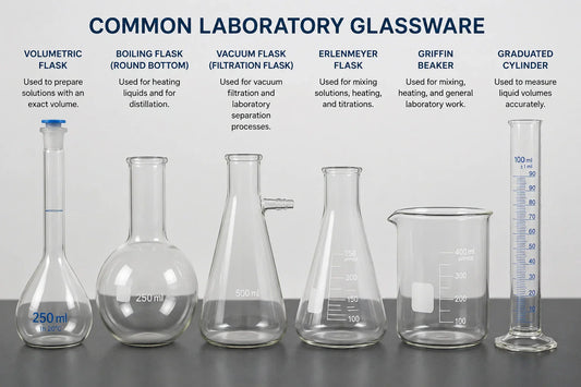 Understanding Laboratory Glassware: Volumetric Flasks, Boiling Flasks, Erlenmeyer Flasks, Vacuum Flasks, Griffin Beakers, and Graduated Cylinders