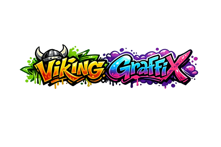 Graphic Design and Brand Building by Viking GraffiX logo on a dark background with artistic design elements