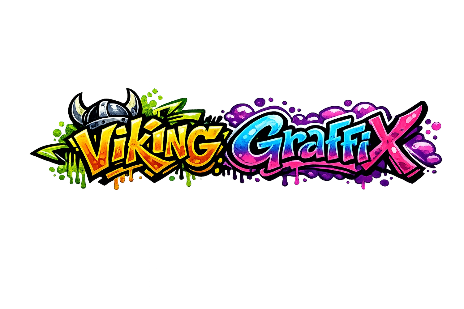 Vibrant custom vinyl stickers graphic with colorful Viking Graffiti design.