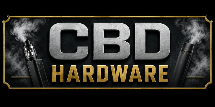 CBD Hardware signage with vaping devices for DIY enthusiasts
