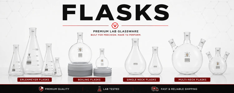 Flasks for Laboratory and Home Use - Premium Erlenmeyer, Boiling, Single and Multi-Neck Flasks at Viking Lab Supply