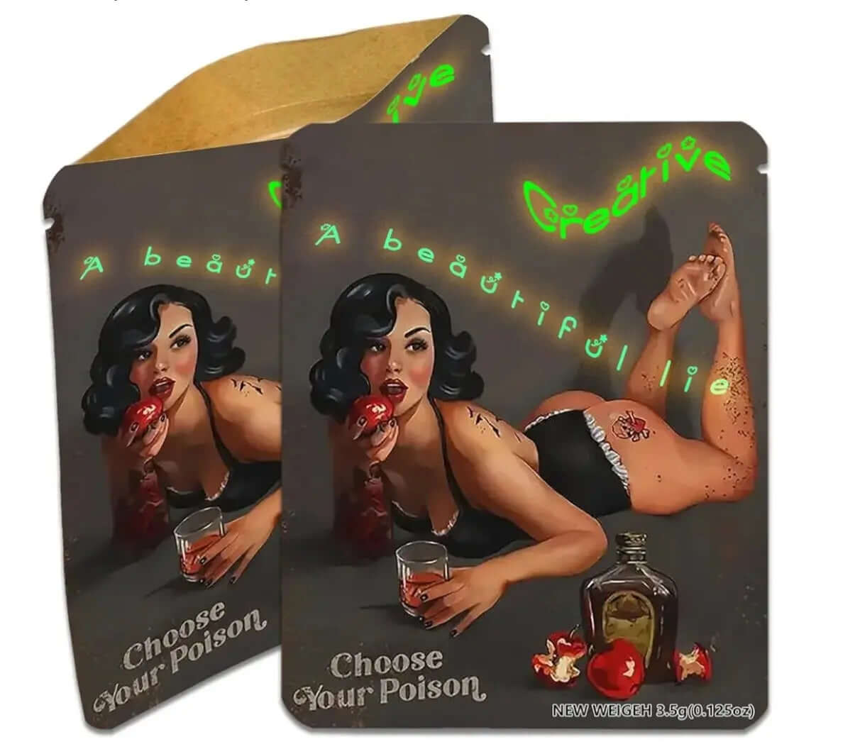 Choose your poison mylar bag 3.5 G sold at Viking lab supply