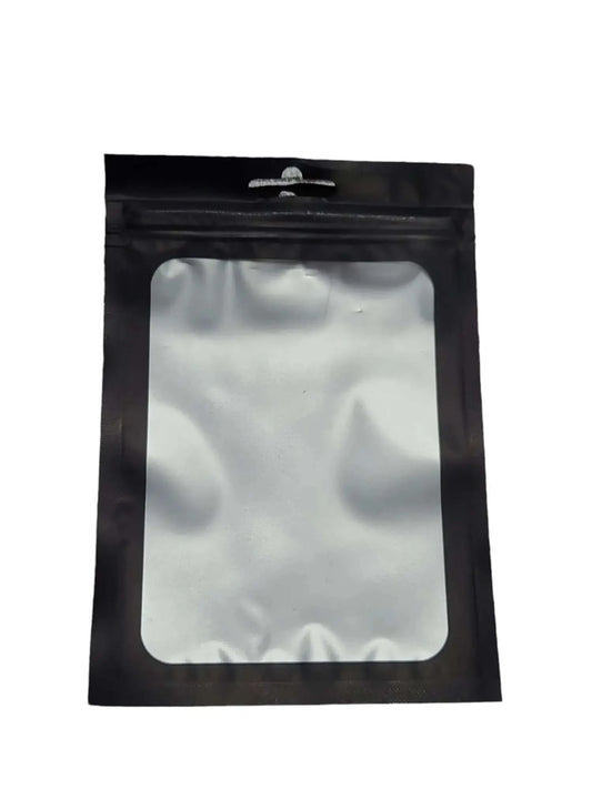 100 pack mylar bag - 3.5g black with clear window