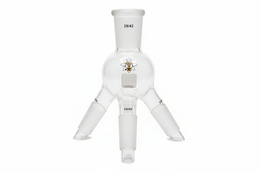 Glass short path distillation receivers with a main 29/42 joint and multiple 24/40 joints, ideal for laboratory distillation processes.