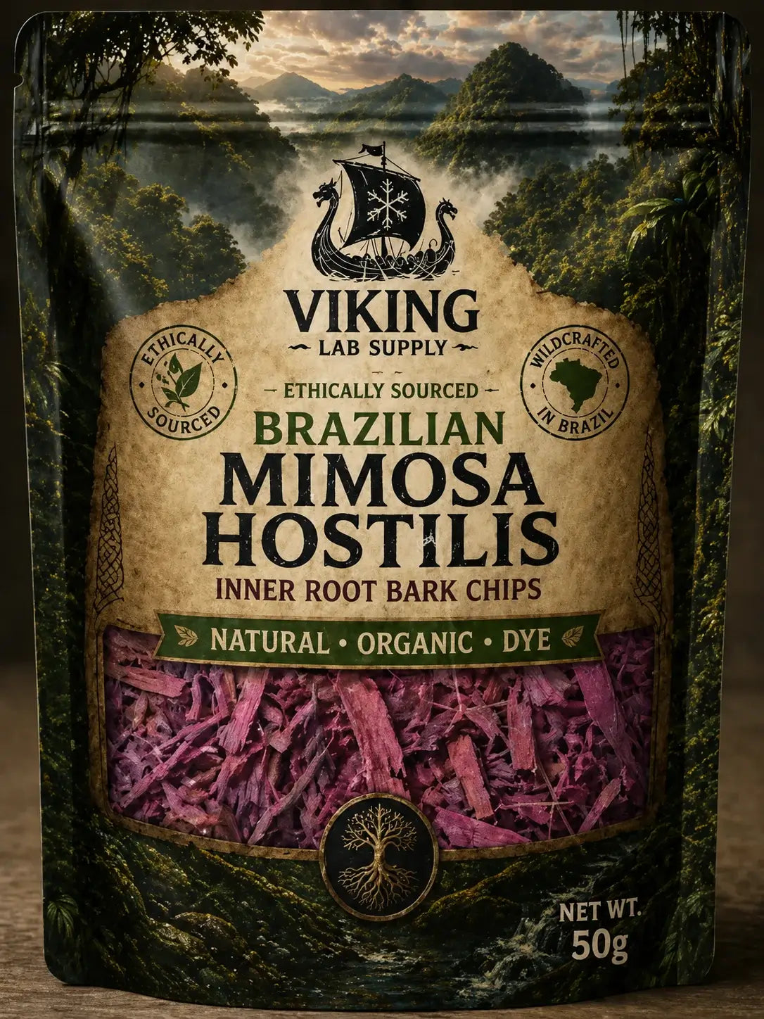 mimosa hostilis root bark mhrb inner root bark chips package with natural organic dye