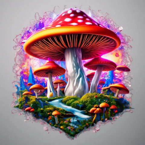 Mushroom Forest 4" Glossy Vinyl Sticker