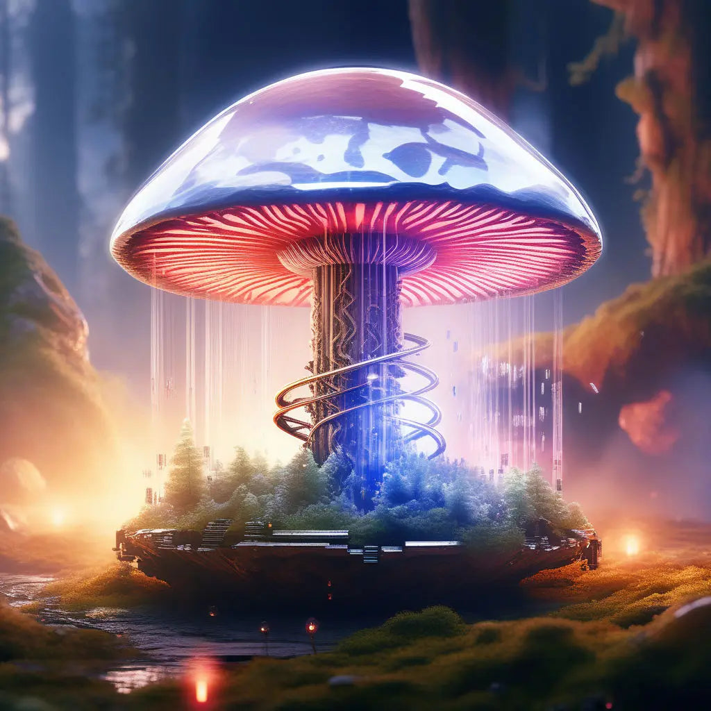 UFO Themed Mushroom 4" Glossy Vinyl Sticker - Viking Lab Supply