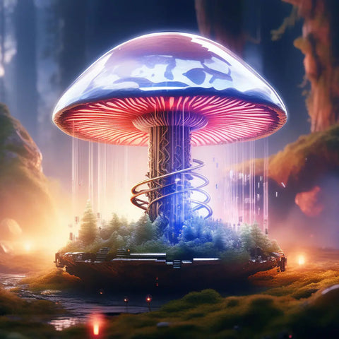 UFO Themed Mushroom 4" Glossy Vinyl Sticker
