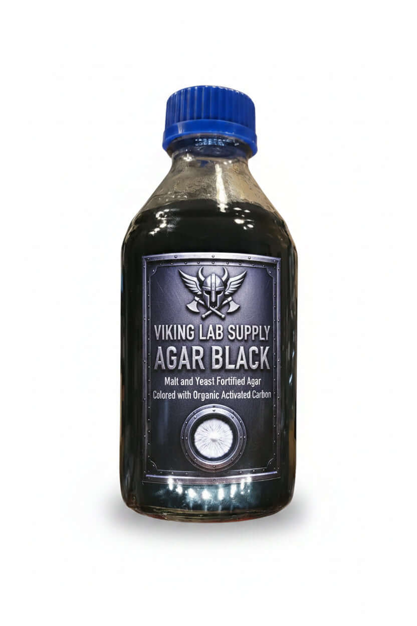 Agar Black for mycology and tissue culturing - High-contrast agar medium with activated carbon, ideal for lab research and culture work.