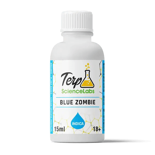 Blue Zombie product bottle by Terp Science Labs