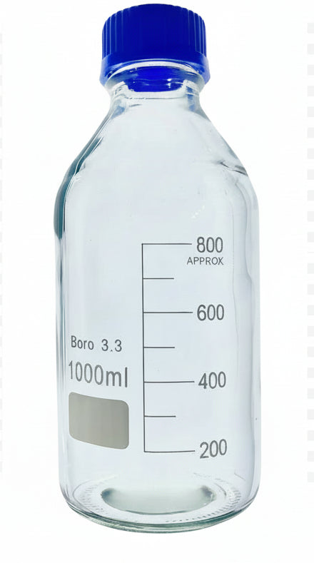 Case of 24 x 1L Borosilicate 3.3 Media Bottles – Laboratory-Grade glass bottle with blue cap