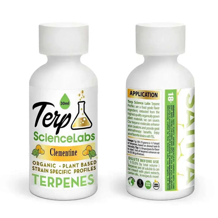 TS Labs Clementine promotional image showing a 30mL bottle and its back label
