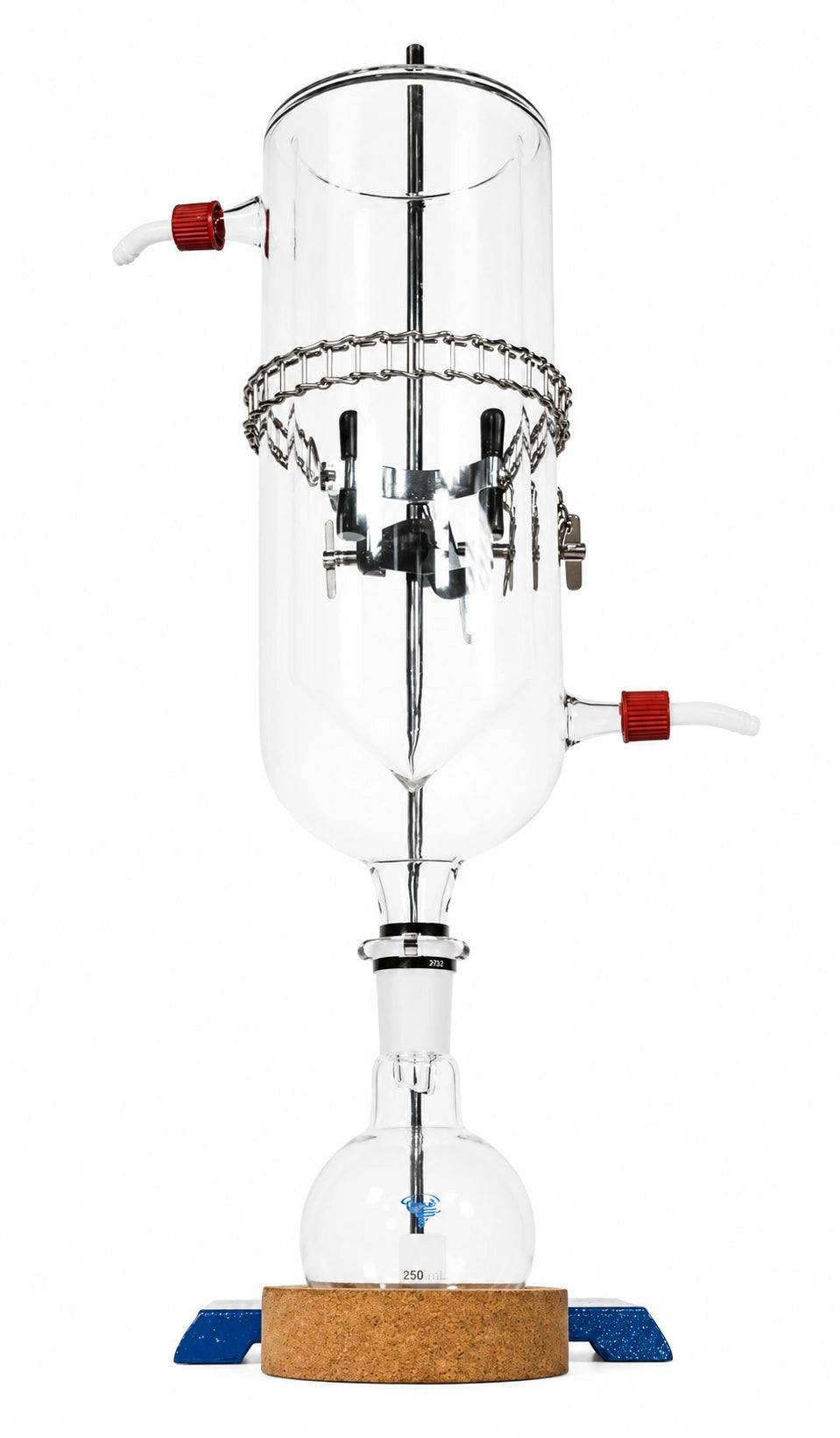 Large Dewar cold trap with vacuum leads for chemical laboratories, essential for trapping vapors during vacuum processes.