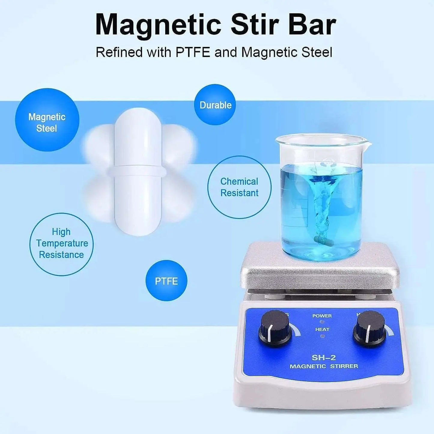 Slendor Magnetic Stirrer SH-2 Hot Plate Mixer Max 520℉ Lab Hotplate Stirrer 2000 RPM Stir Plate with Thermometer, Stirrer Bar and Support Stand - Viking Lab Supply