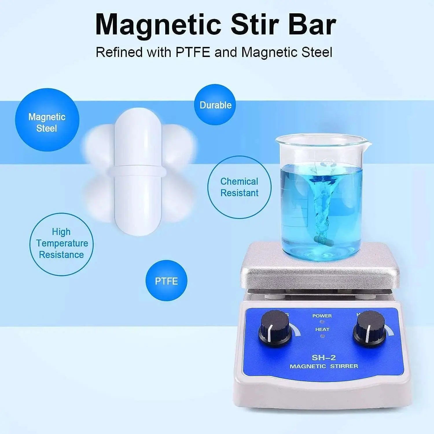 Slendor Magnetic Stirrer SH-2 Hot Plate Mixer Max 520℉ Lab Hotplate Stirrer 2000 RPM Stir Plate with Thermometer, Stirrer Bar and Support Stand - Viking Lab Supply