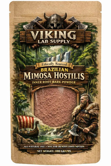 Mimosa Hostilis Root Bark Powder in Viking Lab Supply packaging