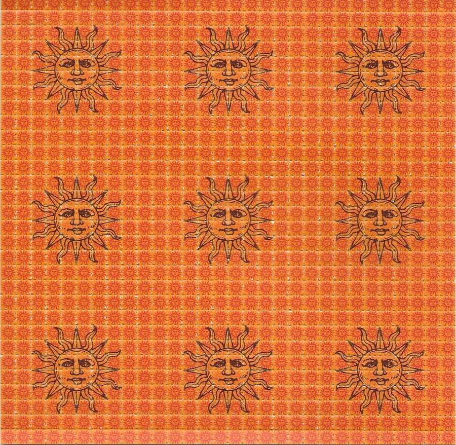 Blotter Art - acid free perforated blotter paper with sun design, 7.5x7.5 inches, featuring 900 perforated tabs.