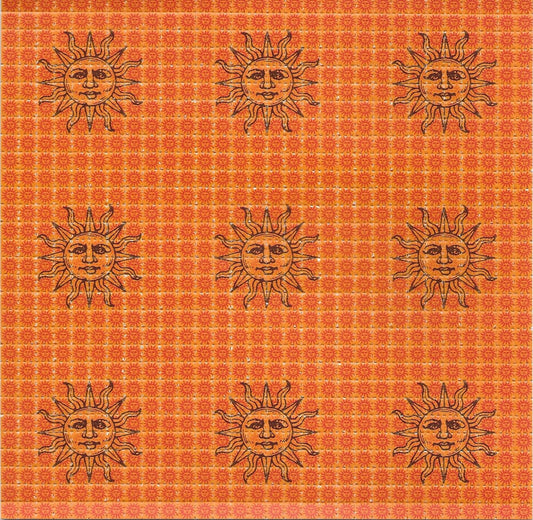 Blotter Art - acid free perforated blotter paper with sun design, 7.5x7.5 inches, featuring 900 perforated tabs.