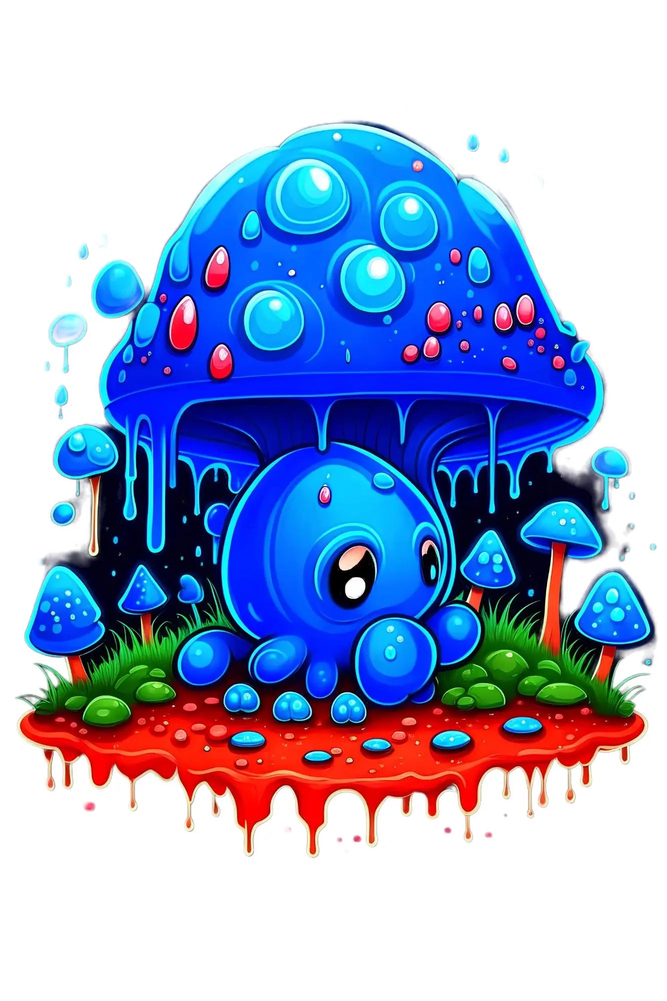 Trippy Blue Drippy Mushroom 4" Glossy Vinyl Sticker - Viking Lab Supply