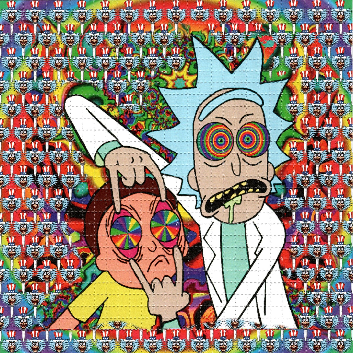 Colorful blotter art with characters, part of Blotter Art - acid free perforated blotter paper collection.